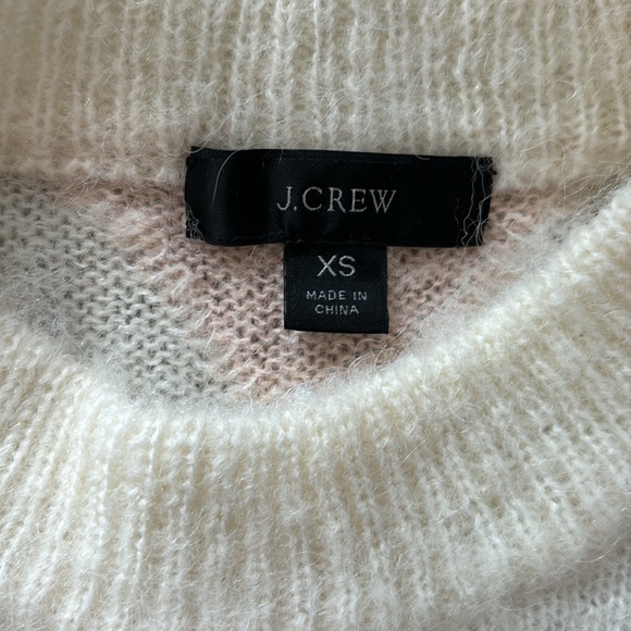 J. Crew Diamond-Checked Argyle Cropped Alpaca Blend Crewneck Sweater - Picture 3 of 4